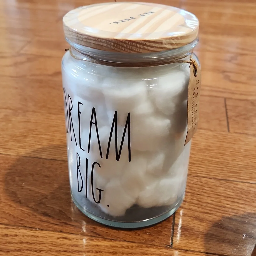 New Rae Dunn 60 Cotton Balls and 80 Elastic Hair Bands in Jars